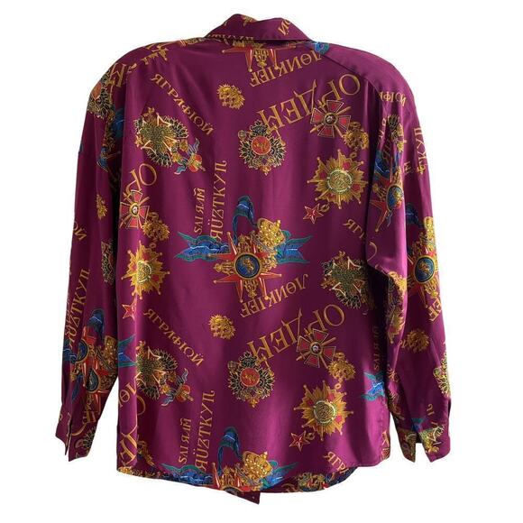 Vintage Ellen Tracy Women's Silk Blouse Dream Rich Abstract Art-To-Wear Size 2P - Picture 2 of 8